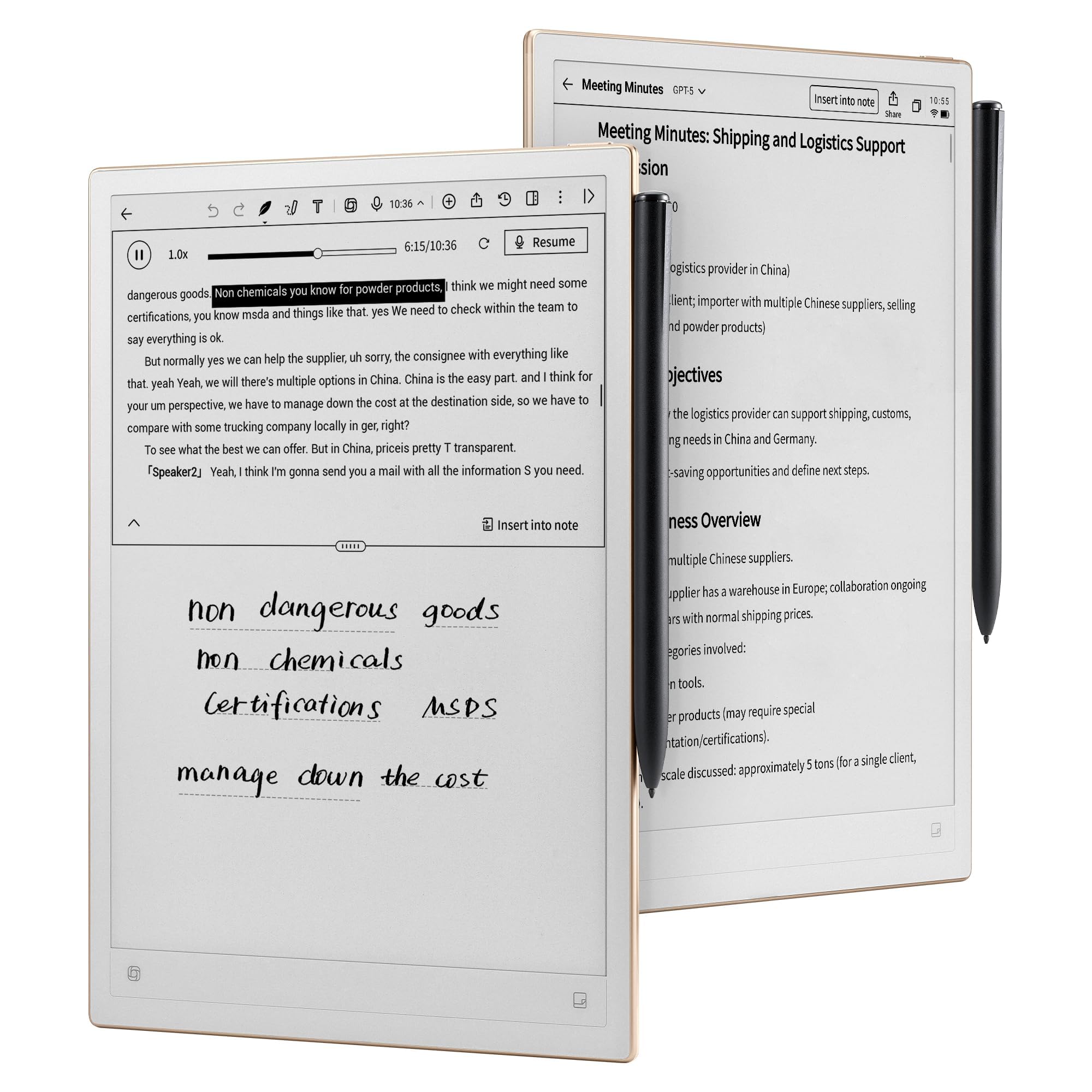iFLYTEK AINOTE 2 Smart E-Ink Tablet 10,65 Zoll | Ultradünner digitaler Notizblock für Profis | KI-Transkription, Übersetzung & Meeting-Zusammenfassung 64GB, 4000mah