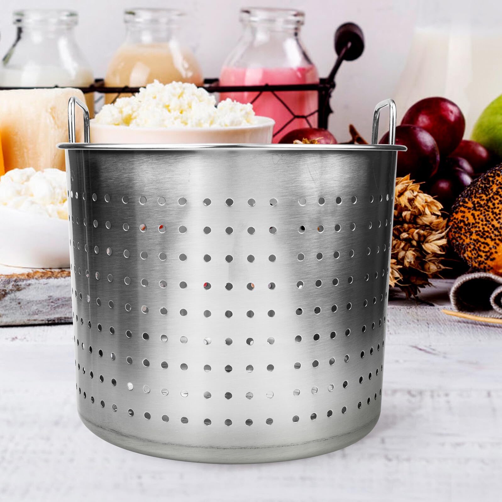 BESTonZON Olla Multifunción de Acero Inoxidable Antiadherente, 28x28x23cm, Plata, Sin Tapa, Para Cocina Multiusos, Ideal para Hervir Mariscos y Pasta