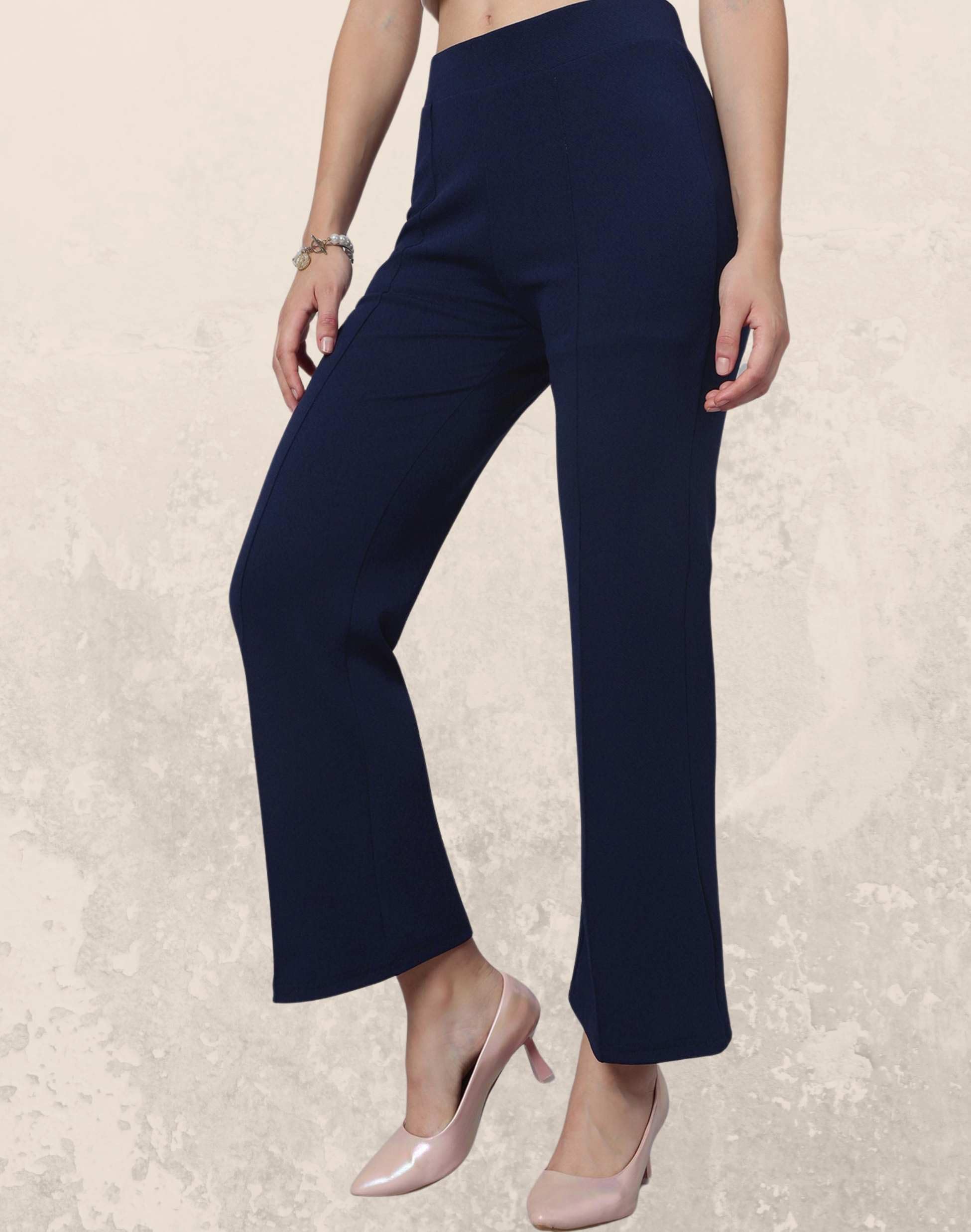 Women Solid White High Waist Straight Fit Trousers-picture-48