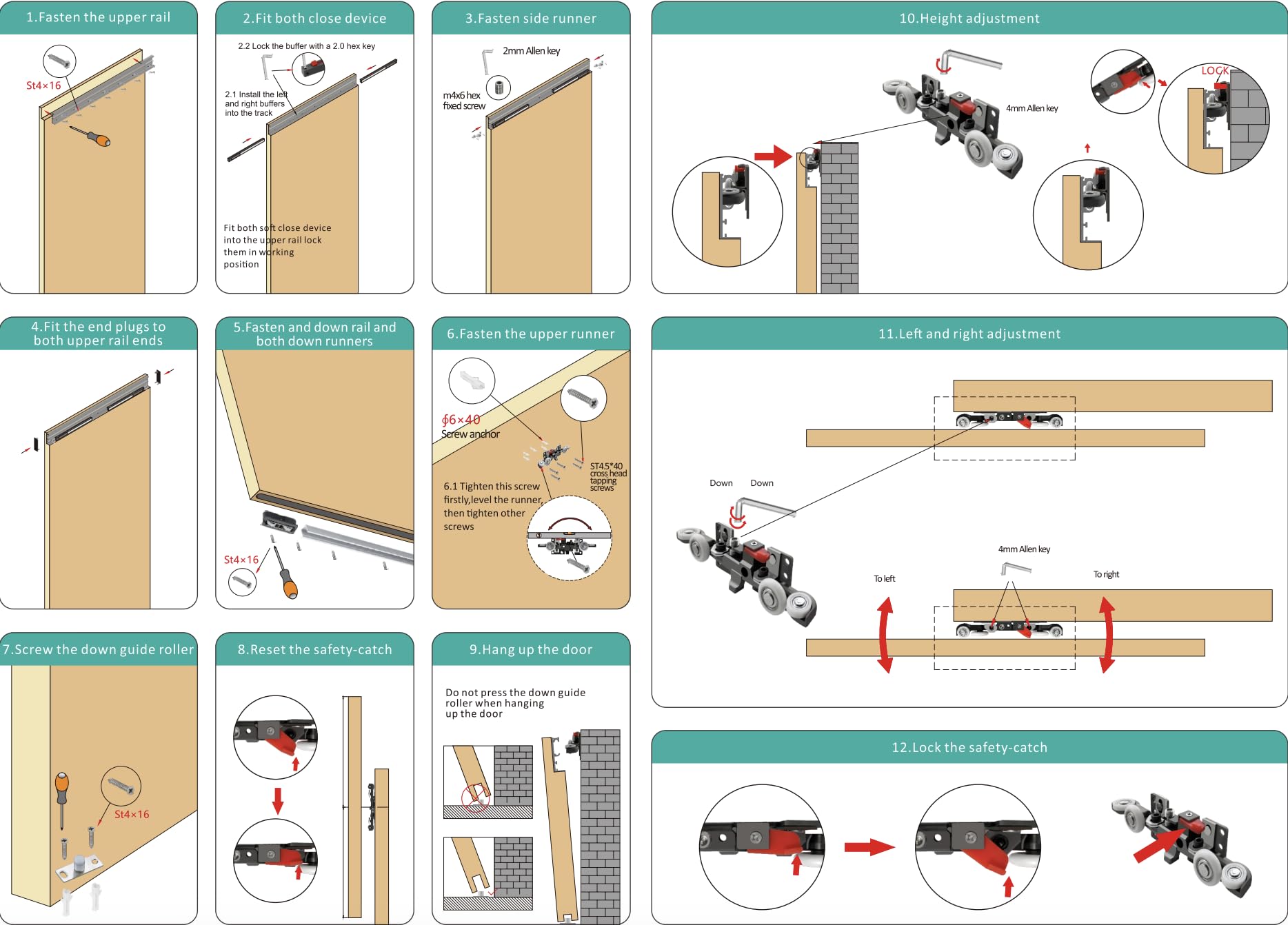 Binario Invisibile per Porta Scorrevole Interna | Sistema Soft Close Ammortizzato | Fino a 80 kg | Facile da Installare | Porta Non Inclusa