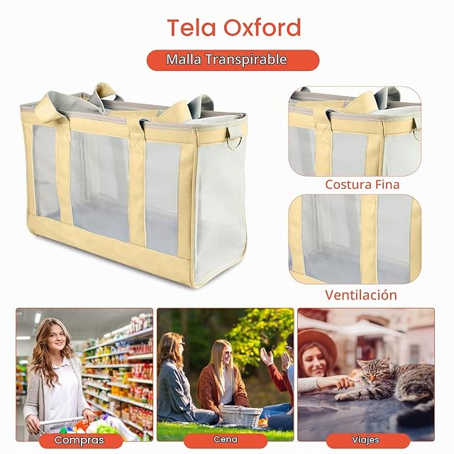 Foto 4 de 6 de PETCUTE Transportín Gato Pequeño,Bolsa Transporte Mascotas con Correa de Seguridad…