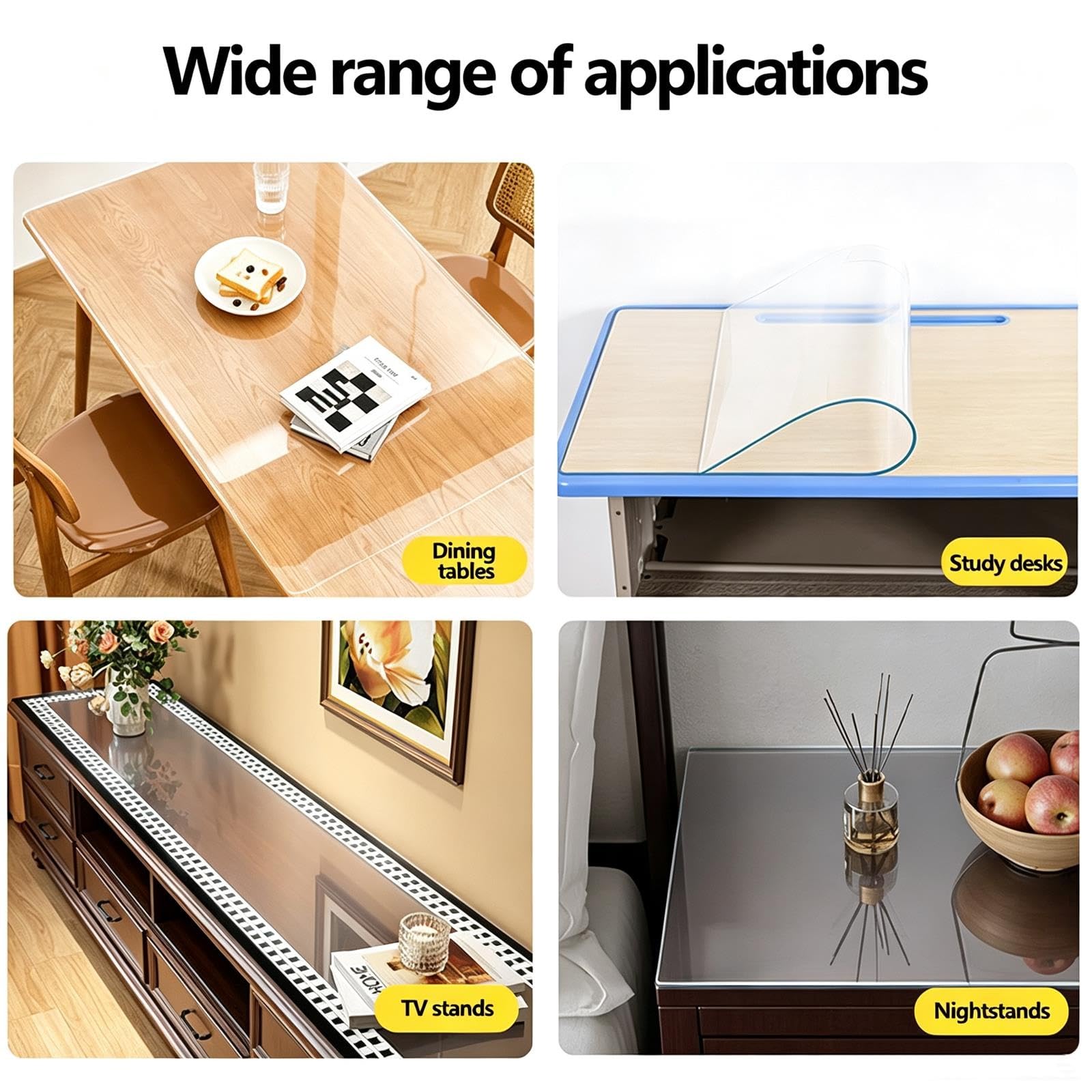 Protector de escritorio transparente de 1 mm, mantel de PVC lavable y resistente a rayones para mesitas de noche, cómodas o muebles de madera(35.6x325.1cm)