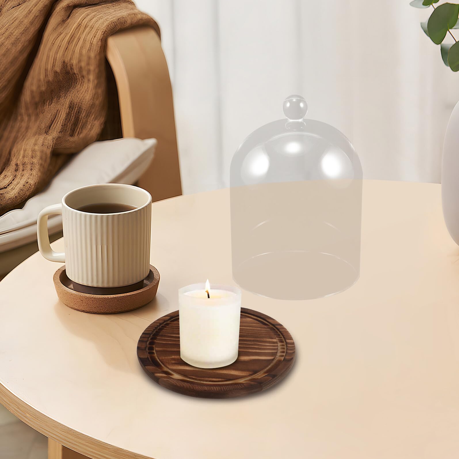 Teca di Vetro a Cupola per Esposizione Fiori Conservati con Base in Legno, Decorazione Romantica per Tavoli Feste e Casa, Vetro Borosilicato Trasparente