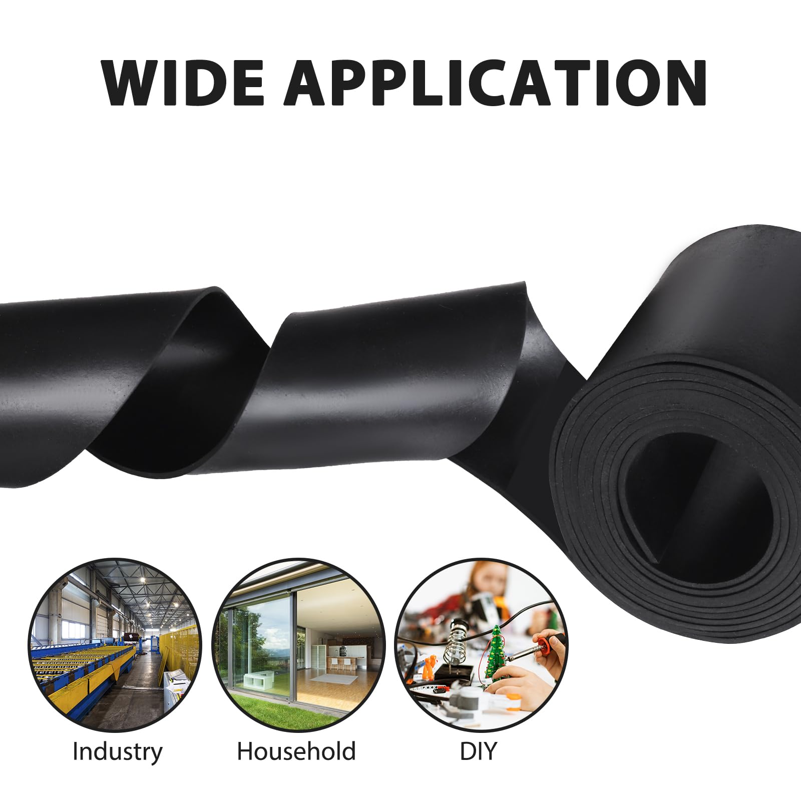 Bande de Caoutchouc Bande Néoprene 300 mm x 1,5 mm x 1 m -Jplaque Caoutchouc, Antidérapant, Anti-Vibrations | Idéal pour Bricolage, Étanchéité & Revêtement