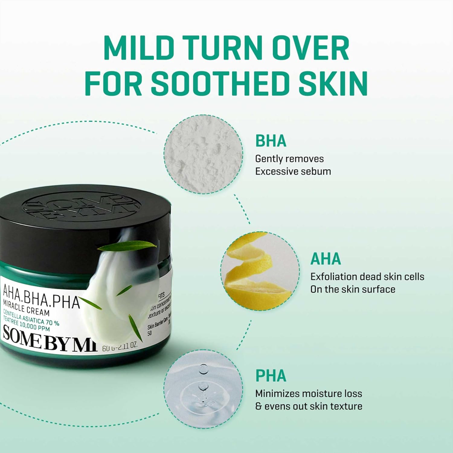 SOME BY MI AHA BHA PHA 30 Days Miracle Cream - Pack of 2 - Mild Exfoliating Salicylic Acid & Centella Face Moisturizer for All Skin Types - Daily Soothing & Clarifying Face Cream - Korean Skin Care - Image 4