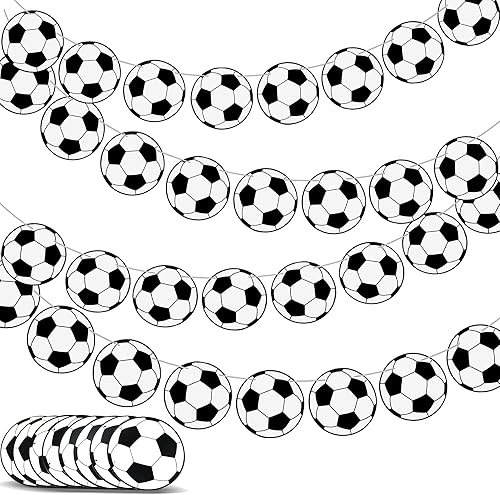 Novelty Place Pancartas de decoración de fiesta de fútbol, 32 unidades, guirnaldas con patrón de pelota de fútbol, banderines, tarjetas de