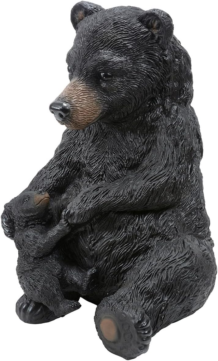 BLACK FOREST DECOR Mother & Cub Bear Sculpture - Rustic Polyresin Figurine for Tabletop Decor