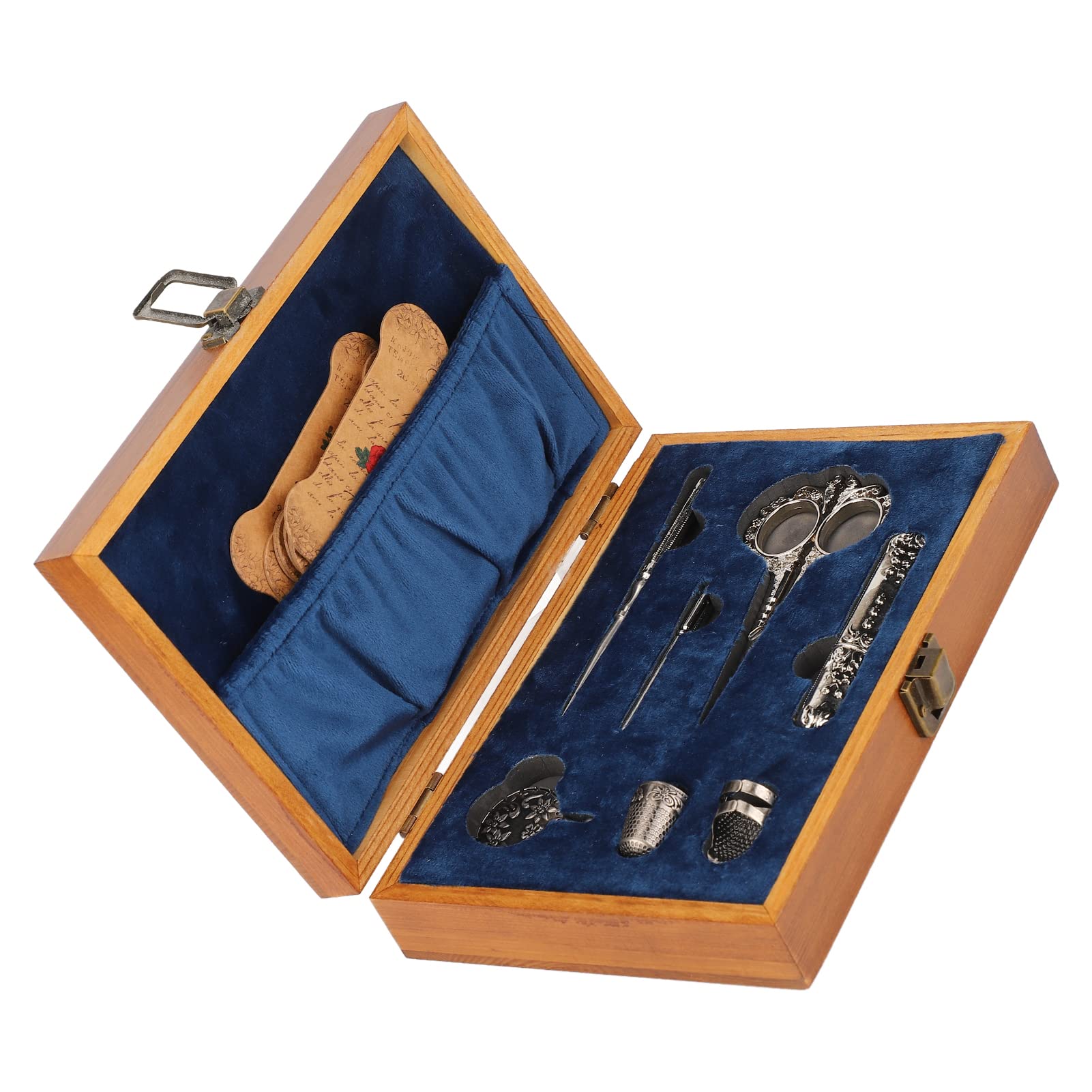 Kuuleyn Kit de costura vintage, herramientas de costura de acero inoxidable de estilo europeo, juego de tijeras de bordado vintage, kit de tijeras de caja de acero inoxidable de (Plata)
