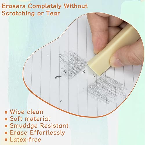Vista 3 de EULANT Borradores de lápiz de 6 piezas, goma blanca 2B para escuelas, oficina, niños y adultos, borradores de arte suaves para escribir, dibujar