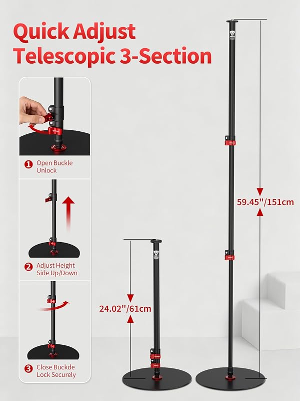 IFOOTAGE Cobra RB-A300 single-legged tripod with round base, fast adjustable buckle, aluminum monopod for DSLRs, cameras, desktop vlogs (30 cm) by IFOOTAGE - Image 3