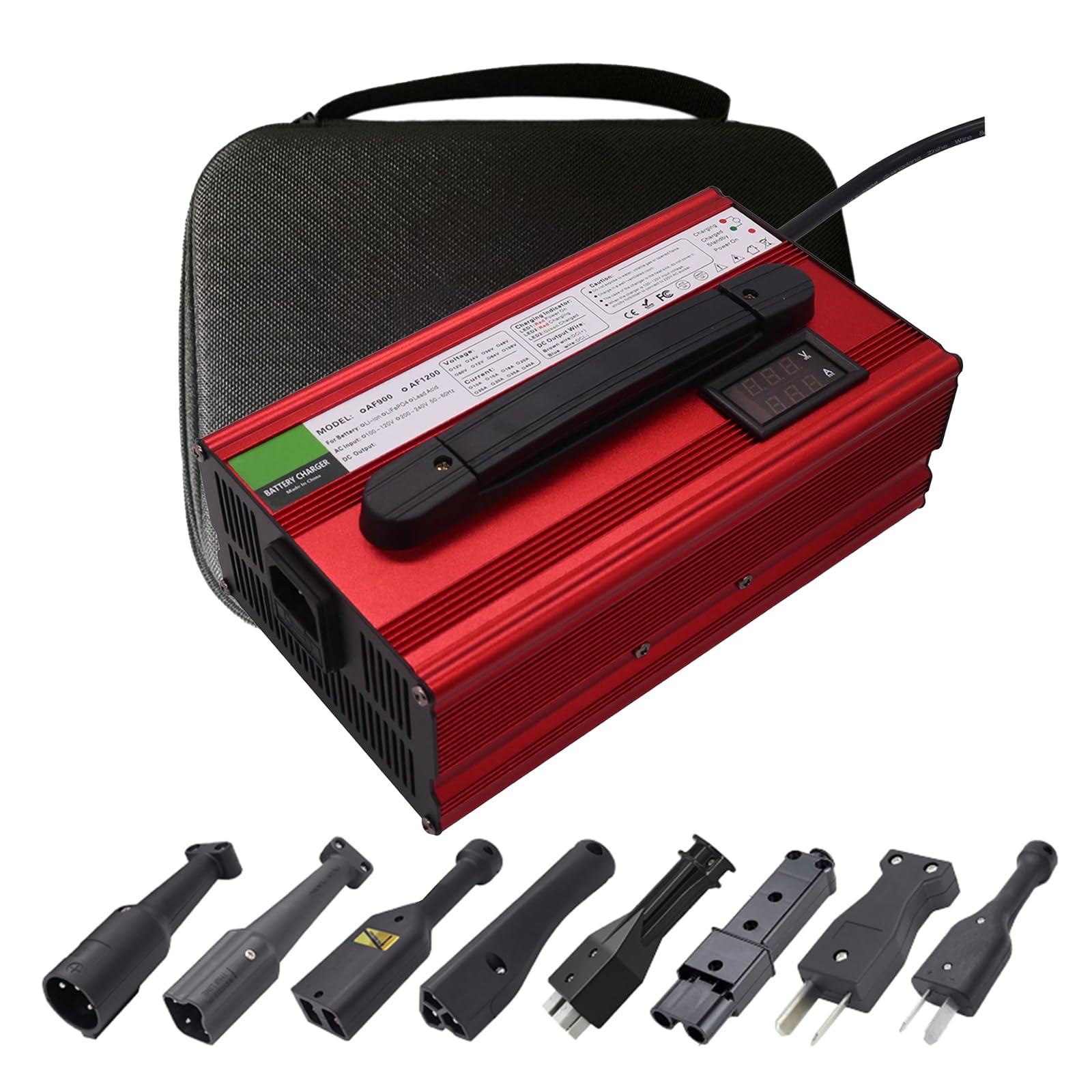 Cargador De Batería De Repuesto para Carrito De Golf De 48 Voltios 17 Amperios con Pantalla LED - Amplia Selección De Enchufes para Carrito De Golf