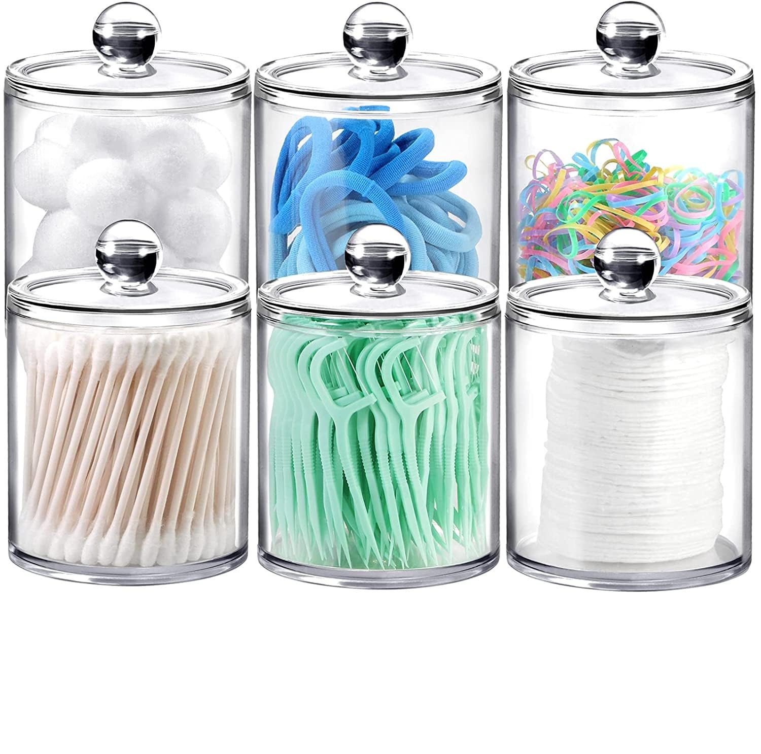 HOLLIO Cotton Swab Holder Dispenser for Cotton Ball Pads, Floss -15oz Qtip Apothecary Jar Set for Bathroom Canister Storage Organization, Vanity Makeup Organizer (6, Transparant) (B0C8DBKL3M) Amazon Price History, Amazon Price Tracker