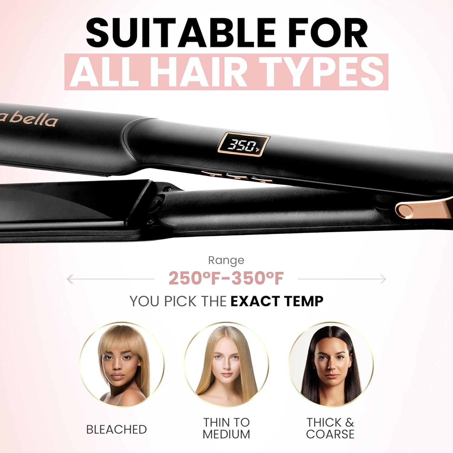 ELLA BELLA® Ceramic Flat Iron Hair Straightener • Professional Straightening Iron • Digital Display to Accurately Control Temperature • As Featured in Good Housekeeping - Image 5