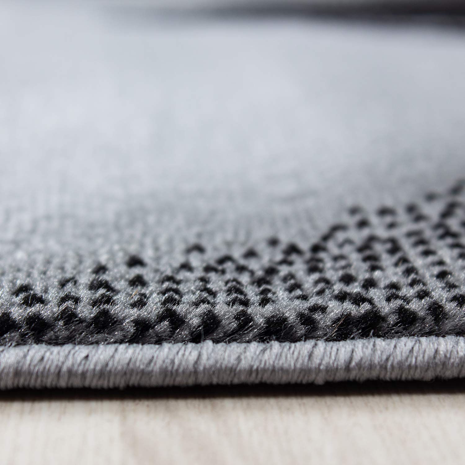 Teppium Moderner Kurzflor Teppich Läufer Flur 80 x 300 cm Schwarz - Flauschiger Teppich Waschbar, Abstrakt Wellen Design, Pflegeleicht, Weich - Ideal als Bettvorleger im Schlafzimmer und Küchenläufer