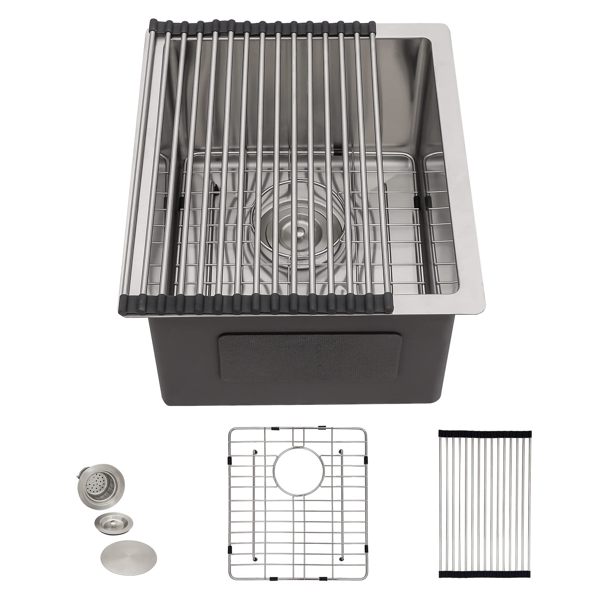 15 Undermount Bar Sink - Fulorni 15"x17" Undermount Bar Prep Kitchen Sink 16 Gauge Stainless Steel Sink Under Counter Deep Single Bowl Basin