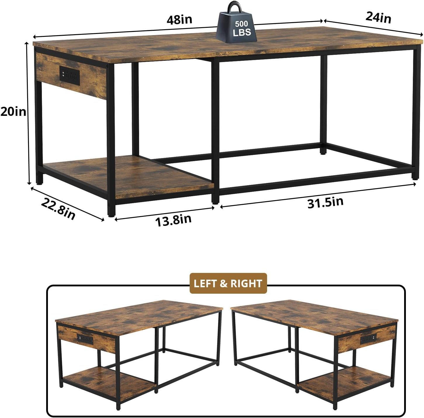 4x2x2 Reptile Enclosure Stand – 48"x24" Tall Reptile Tank Stand for 120 Gallon Aquarium Stand, Bearded Dragon Cage, Snake Enclosure & Stackable Terrarium with LED Light (Only the bottom stand)