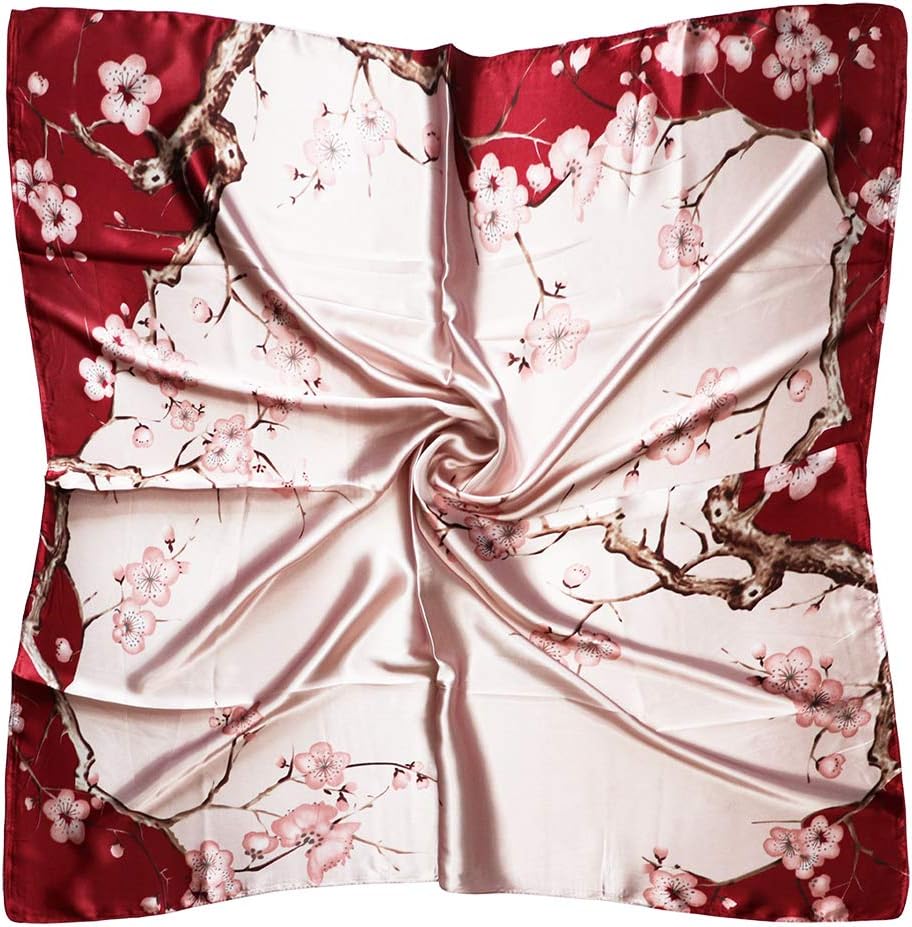 Silk Like Head Scarf for Women Satin Printed Bandana for Hair Wrapping Fashion Accessory 35 Inch Square Hair Scarf