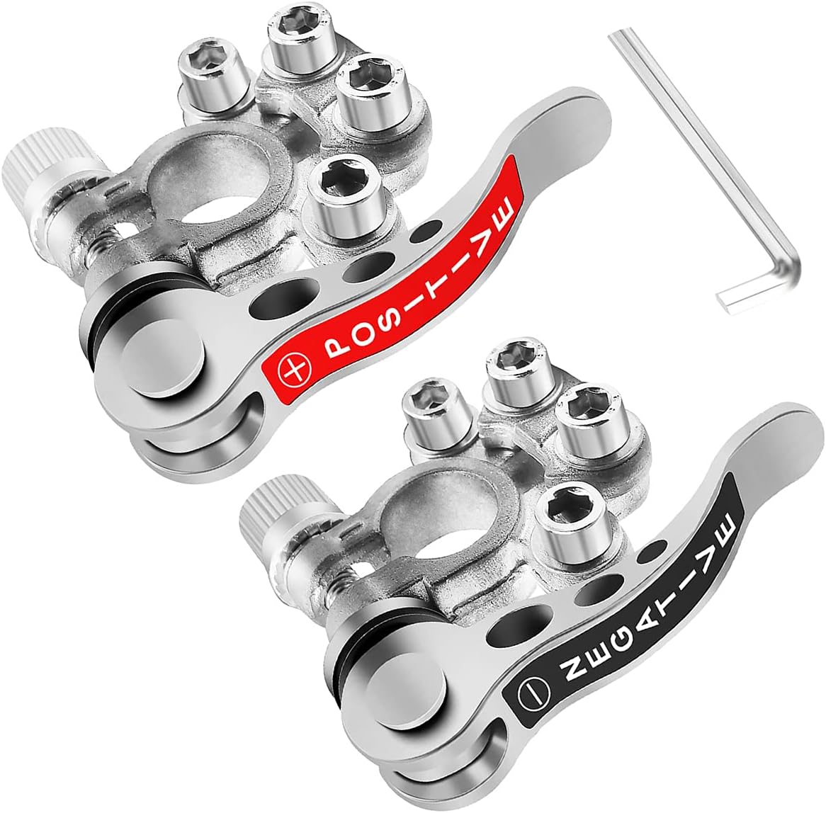 Battery Terminal Clamp Connectors, LYCARESUN 2Pcs 4 Way Positive Negative Car Battery Terminals Connector Quick Release Disconnect for SAE/JIS Type A Posts… : Automotive