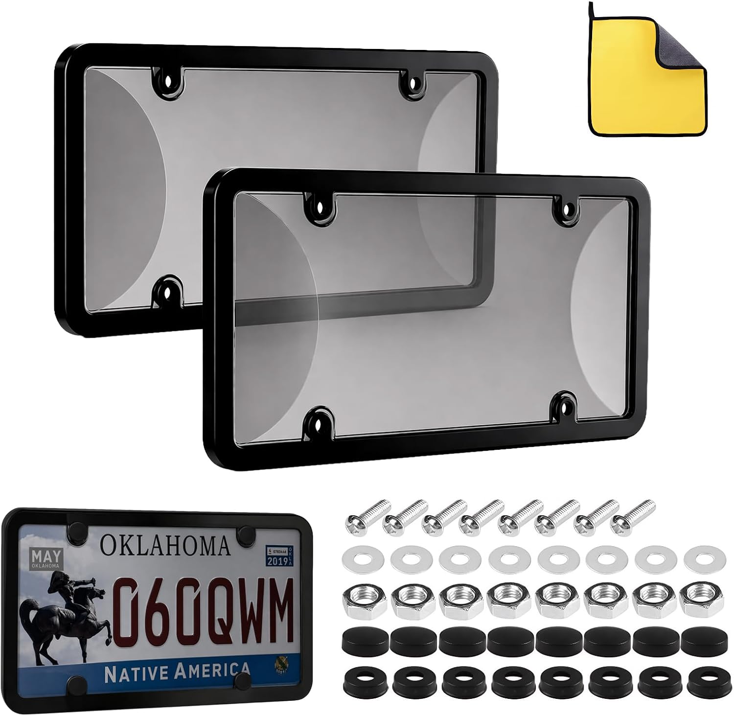 Transparent License Plate Frames & Cover: 2PCS License Plate Protector, Front and Rear License Plate Holder - Unbreakable Car Plate Frame - Universal Fit for Most US Plates (Transparent)