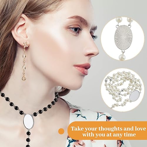 Miniatura 5 de Juego de 12 collares de cuentas de rosario en blanco de sublimación, rosario católico, inserción imprimible, collar de rosario, cuentas de oración,