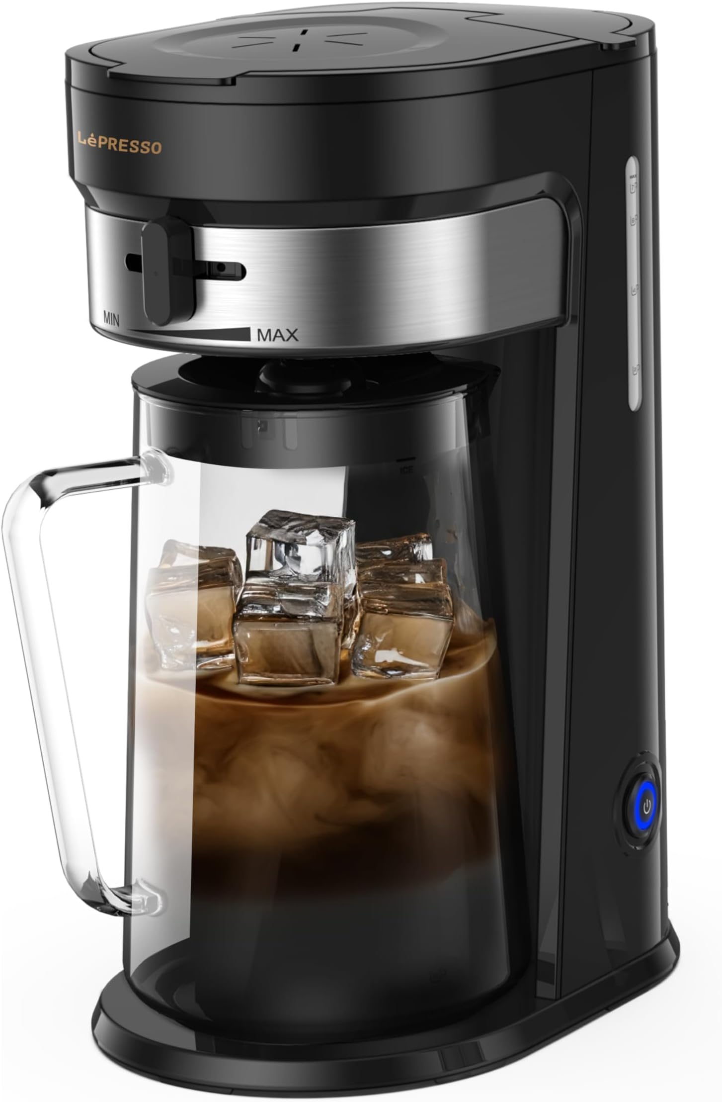 LePresso Cold Brew Coffee Maker, Cold Brew Machine for Iced Coffee & Tea, Adjustable Brew Strength, 2.5L Pitcher Capacity, Large Washable Nylon Filter, One-Tap Brewing for Cold Drinks, Auto Shut-Off