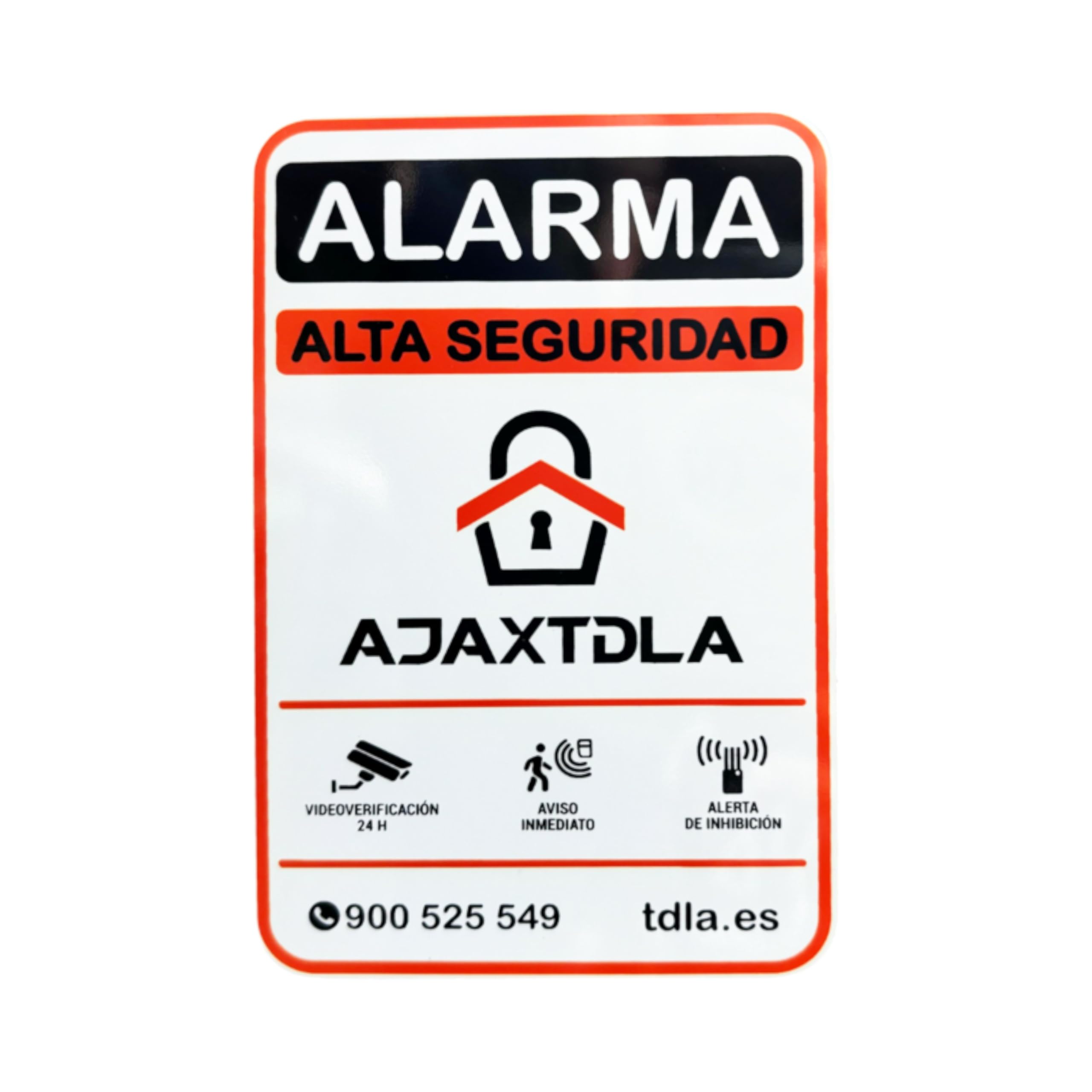 NO PARECE REAL, LO ES. Super Adhesivo y ALUMINIO - Somos empresa venta de ALARMAS Ajax Especial piso Cartel alarma disuasorio Naranja - 14x9cm - 0,8mm