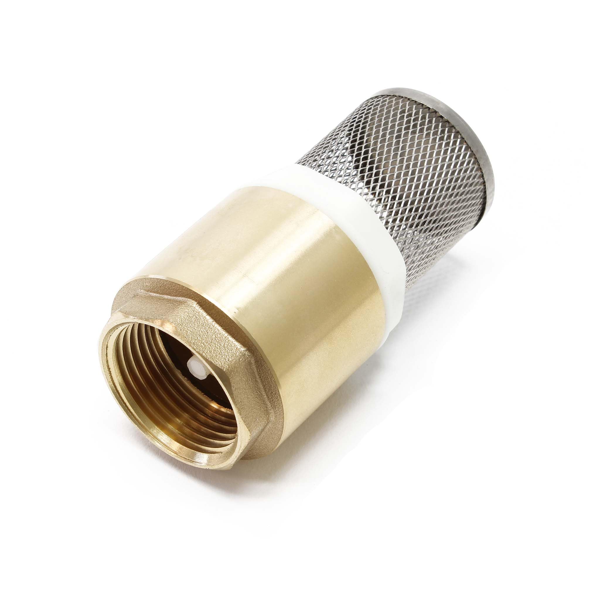 Wiltec Gold-Coloured Brass Foot Valve 1" 33,7Mm Check Valve Non Return With Stainless Strainer For Pump