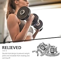 Vista 6 de VOSAREA 2 tuercas hexagonales de doble bloqueo para levantamiento de pesas, abrazaderas de tornillo de hierro antideslizantes para mancuernas