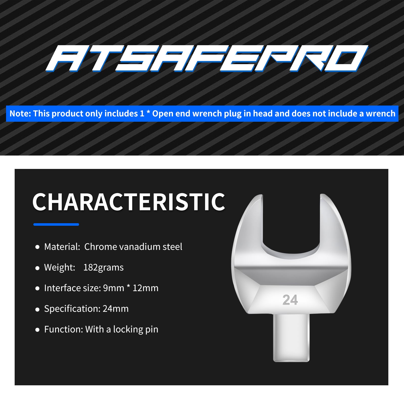 ATsafepro Llave combinada de torsión, 9 x 12 mm, llave dinamométrica intercambiable, 24 mm