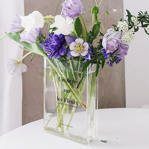 Miniatura 3 de 1 jarrón de acrílico para flores, jarrones transparentes de plástico para centros de mesa, decoración moderna y estética, florero floral para el día
