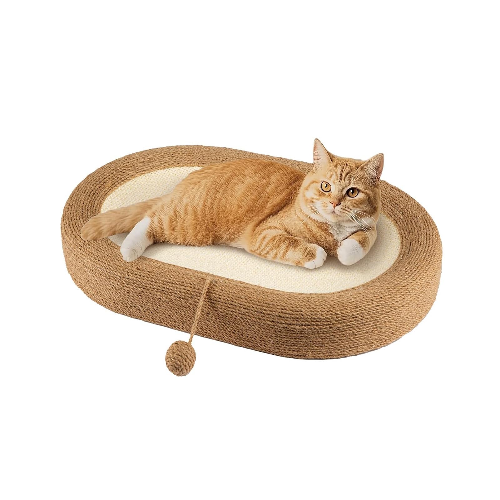 Trintion Cat Scratching Post 74cm Foldable Tall Cat Claw Scratcher with 4 Toy Ball Natural Sisal Scratch Pole and Soft Carpet Covered Heavy Base Modern Stable Design — image 1