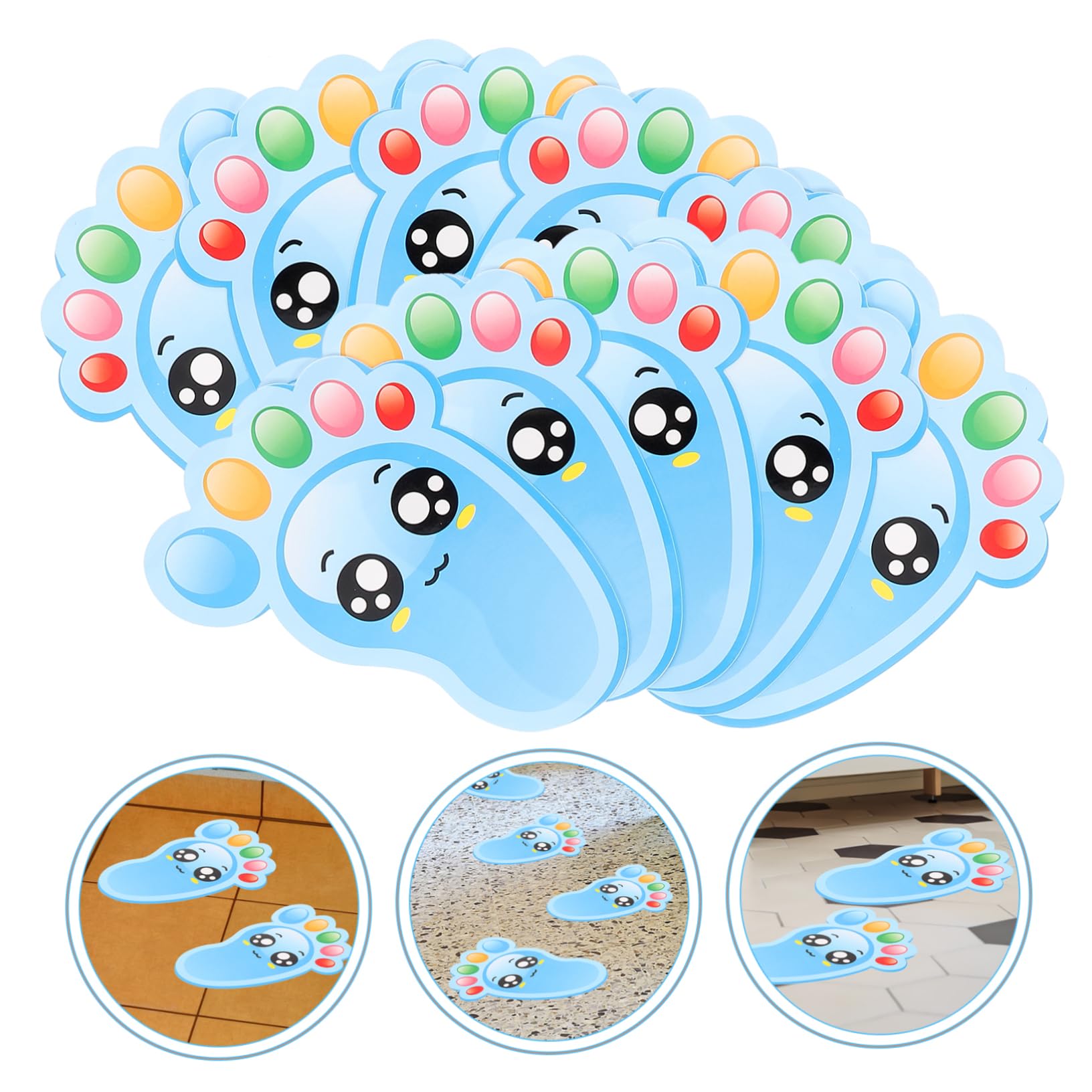 10er-Pack Bunte Kinder-Fußabdruck-Aufkleber Aus PVC – Wasserfest Für Badezimmer, Boden & Spielzimmer