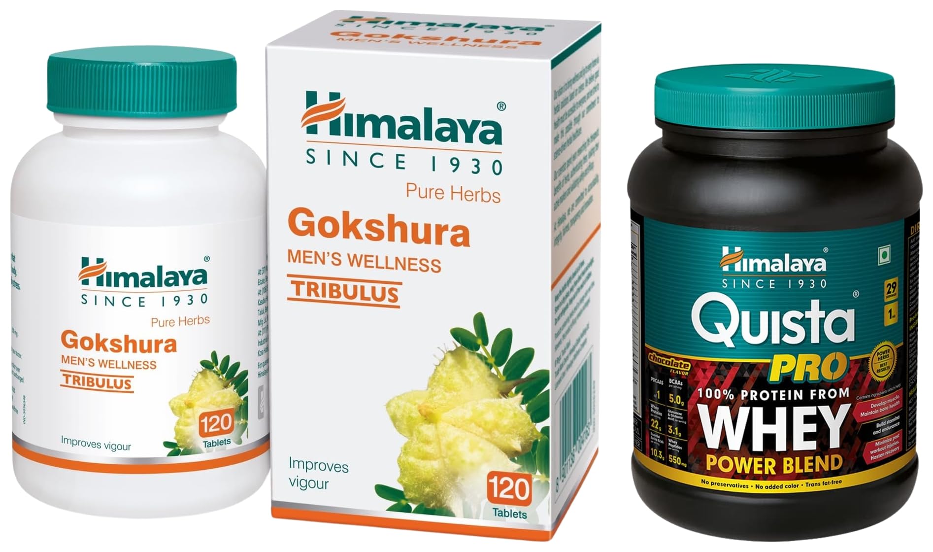 Himalaya Quista Pro Advanced Whey Protein Powder - 1Kilogram (Chocolate) And Gokshura 120'S Pack Combo | Build Muscles With Vigor And Stamina