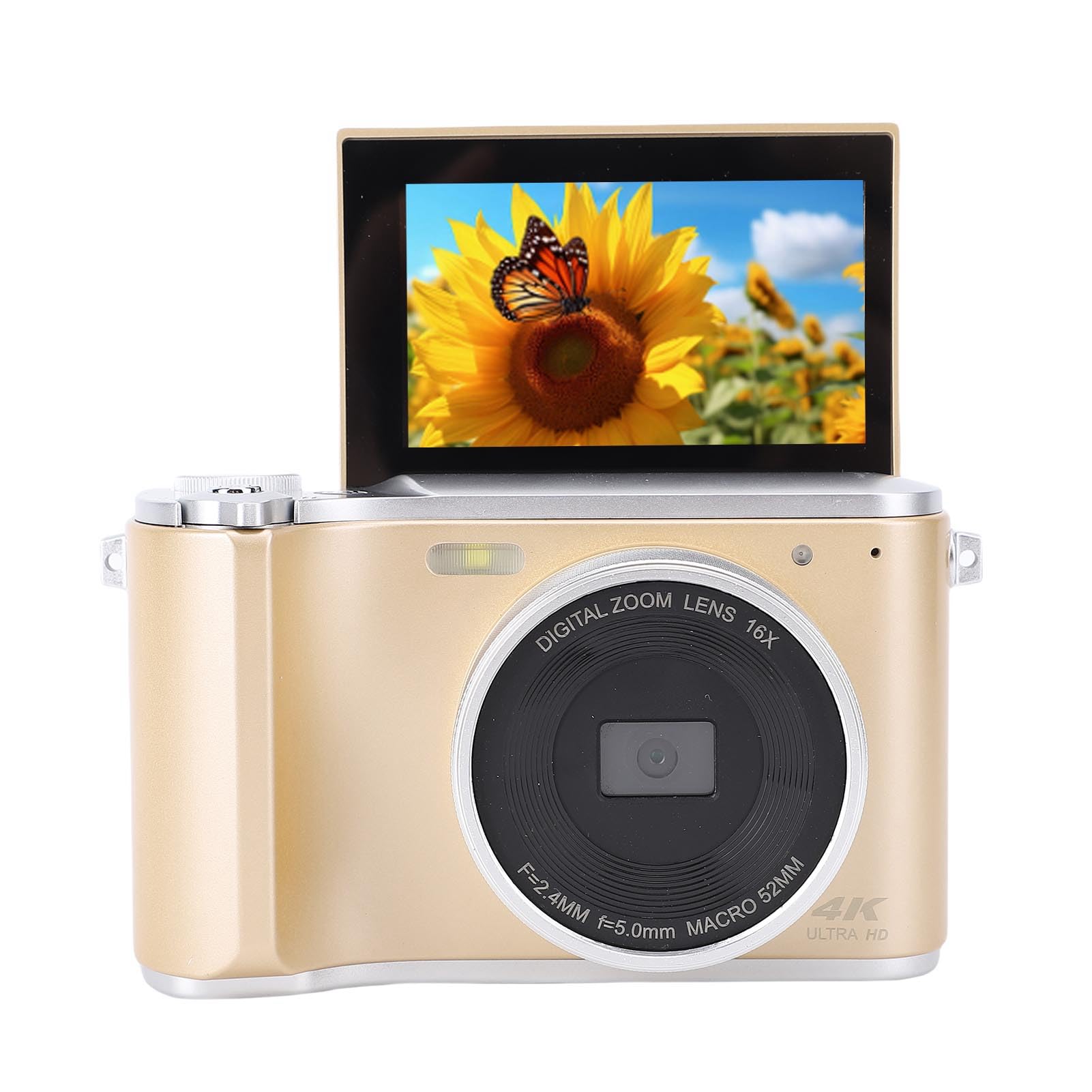 Generic Videocamera Digitale Professionale 4K con funzionalità Macro per Documentare i Traguardi, Batteria Ricaricabile, Bianco (GOLD)