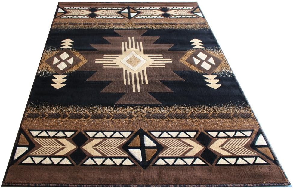 Champion Rugs Southwest Native American Area Rug Black Design #CR127 (24 Inch X 40 Inch Mat)