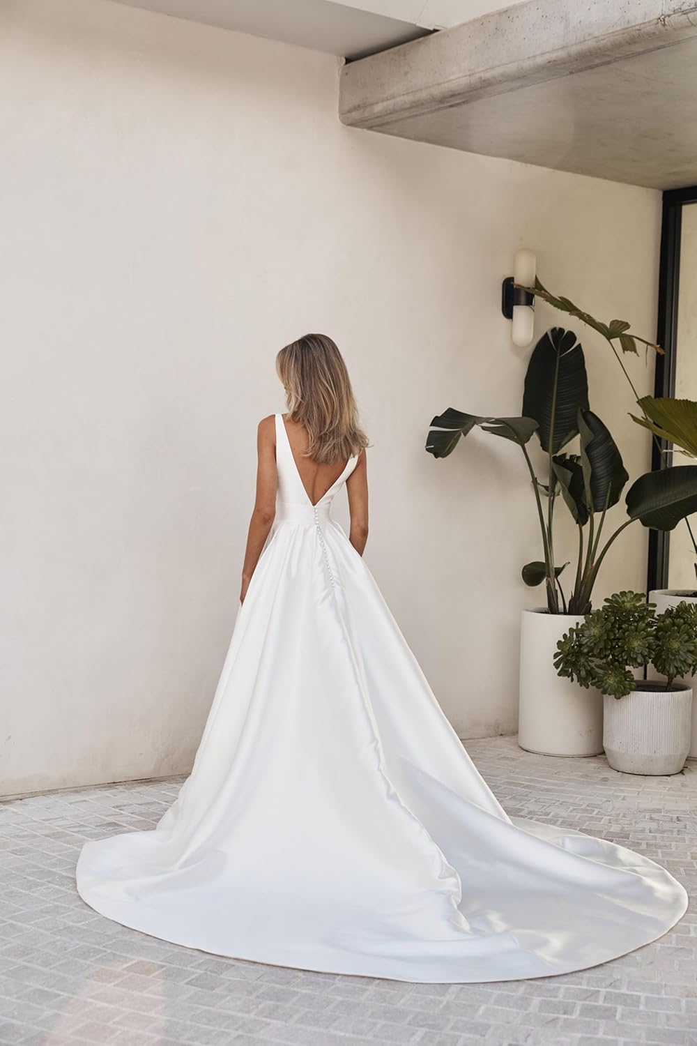 Satin Long Wedding Dresses for Bride Simple Satin Wedding Gowns Mermaid Country Bride Gown - Image 3