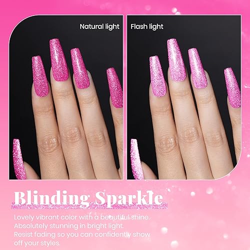 Miniatura 2 de Beetles Esmalte de uñas de gel con purpurina rojo oscuro granate de 0.5 fl oz, color sólido, lámpara UV LED UV, decoración de bricolaje, salón de