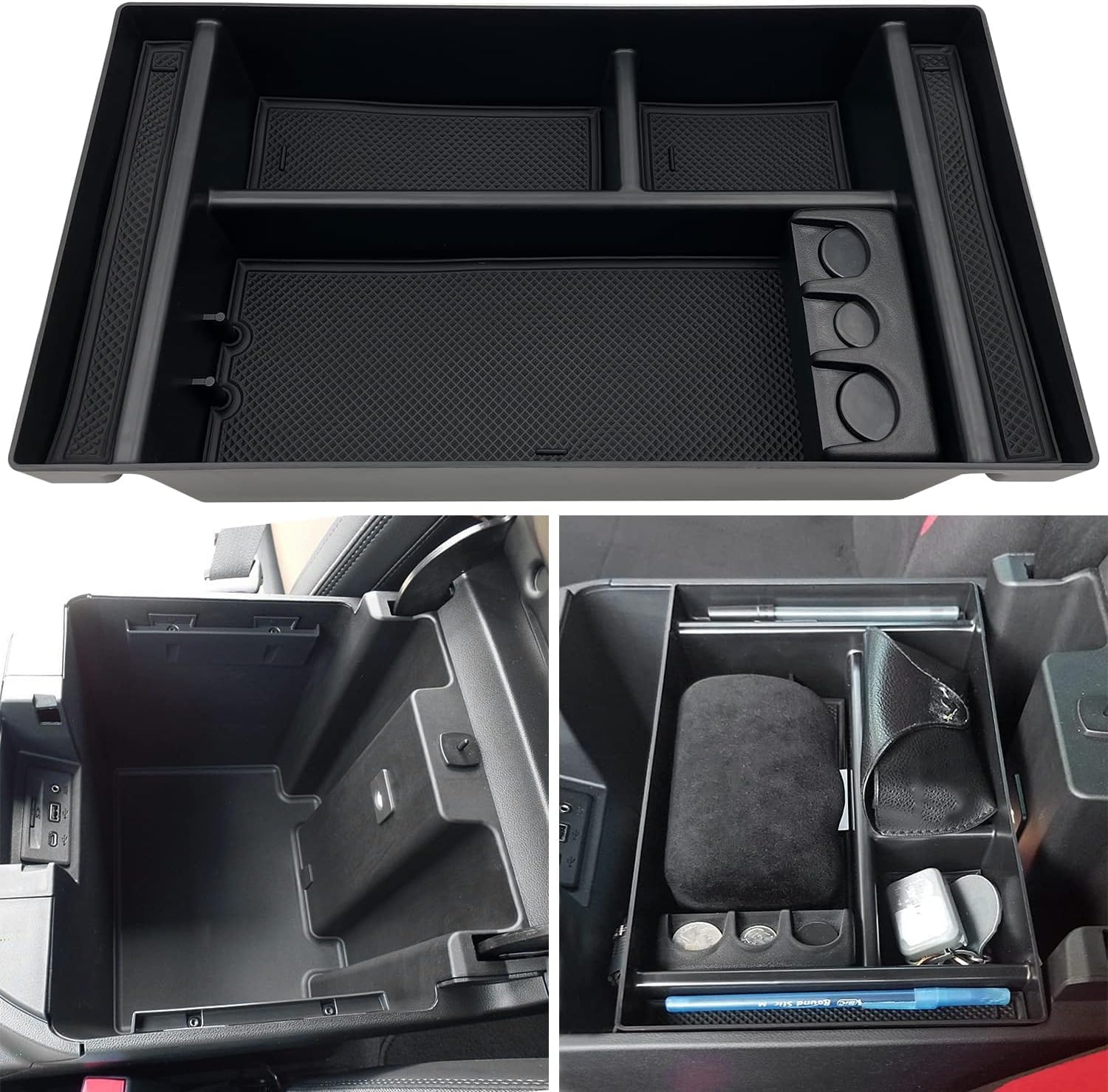 Compatible with Chevy Silverado 1500 Accessories/GMC Sierra 1500 2019-2022 Center Console Organizer Tray Fits for 2020-2023 Silverado/Sierra 2500 HD/3500 HD -Full Console Only (Upper Organizer)