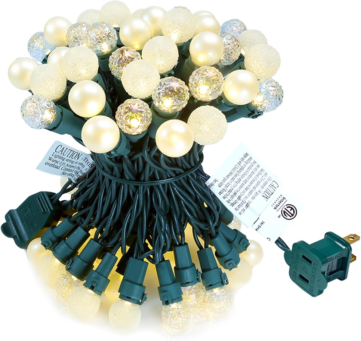 GlowVibe Christmas Lights Outdoor Warm White G15 Glass Bulbs 70 LED 19FT Plug in Mini Globe String Lights Connectable for Indoor Patio Xmas Tree Décor