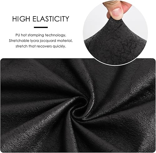 Miniatura 4 de FORCHEER Juego de 2 fundas negras para taburete de bar con respaldo, fundas de cuero para taburetes de bar con respaldo corto, extraíbles y lavables