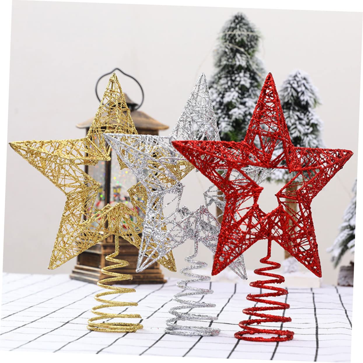 Zerodeko 3stücke Weihnachtsbaumspitze Goldene Fünfzackige Stern Dekoration Für Weihnachtsbaum Festliche Baumspitze Für Hotel Und Zuhause Und