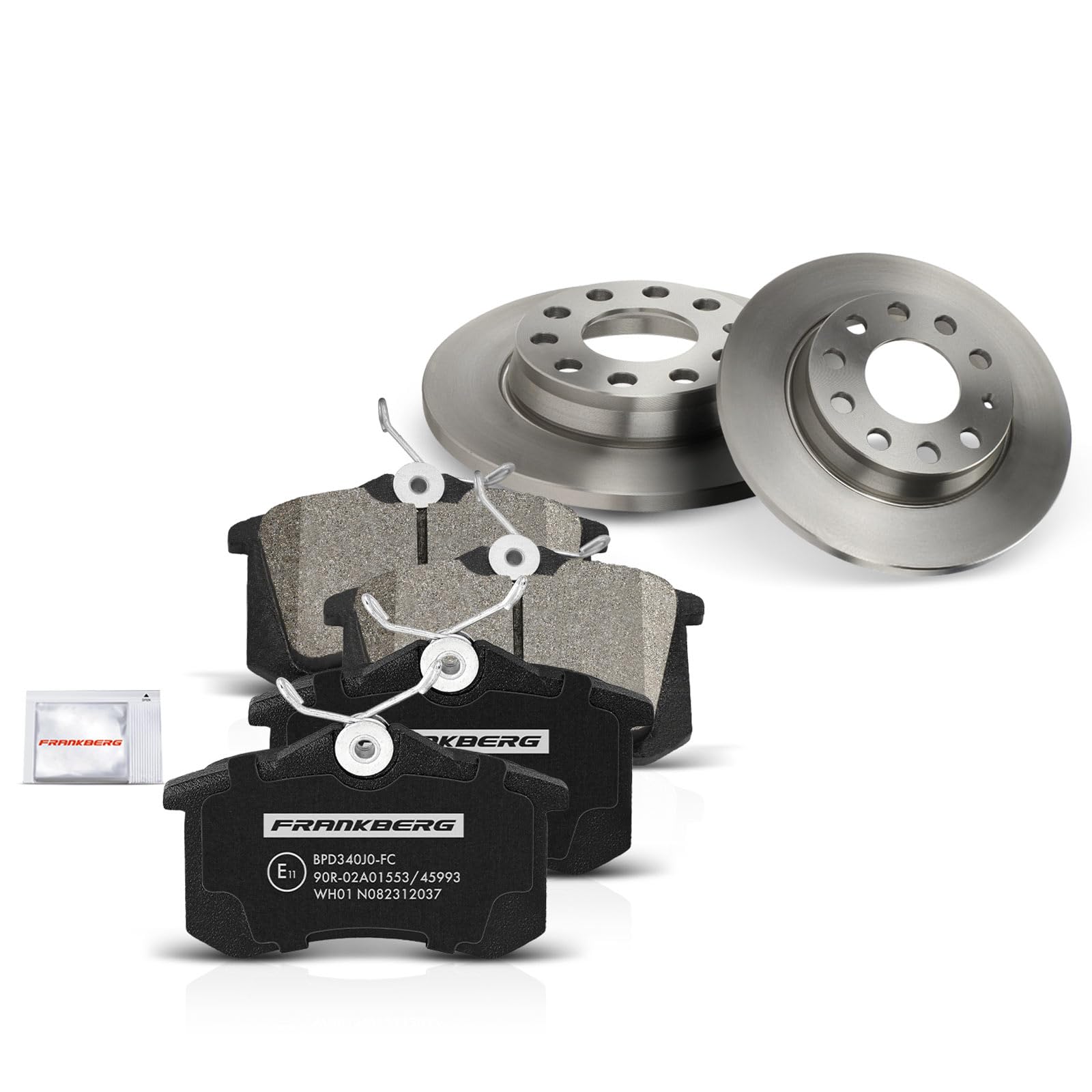 Frankberg Bremsensatz inkl. 2x Bremsscheiben + 4x Bremsbeläge Hinten Kompatibel mit A4 8E2 Exeo ST 3R5 A4 Avant 8E5 A4 Avant 8ED A4 8EC Replace# 8E0698451B,8E0615601D