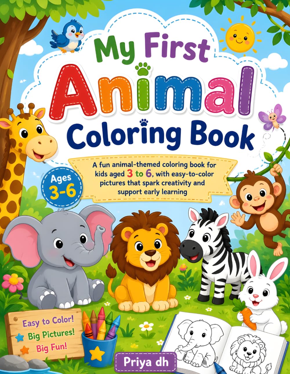 Animal Coloring Book for Kids Ages 3–6: Fun and Easy Animal Coloring Pages for Toddlers and Preschoolers | Cute Zoo, Farm, Forest, and Ocean Animals
