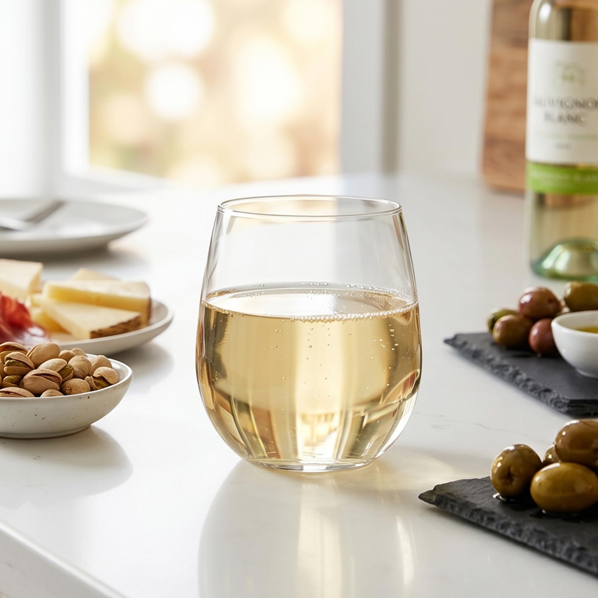 Amazing Abby - Cindy - Copas de vino irrompibles de Tritan de 14 onzas (juego de 6), vasos de vino de plástico sin tallo, reutilizables, sin BPA, aptos para lavavajillas, perfectos para piscina, al