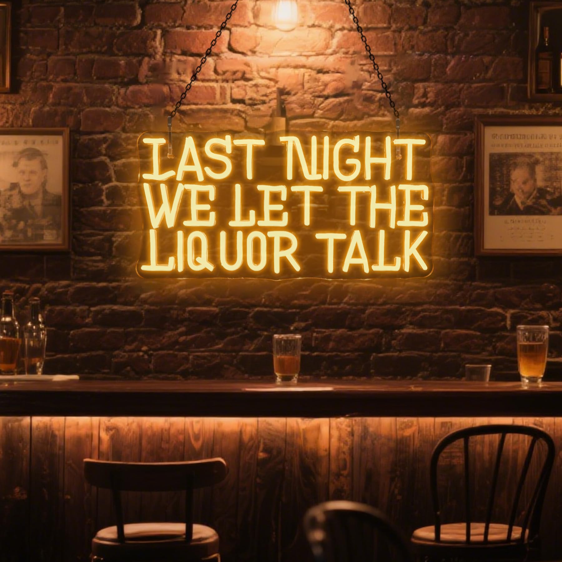 Horseneon Last Night We Let The Liquor Talk Neon Shield LED Neon Sign per decorazione bar, bevande, scritta a LED per la casa, cocktail pub night club