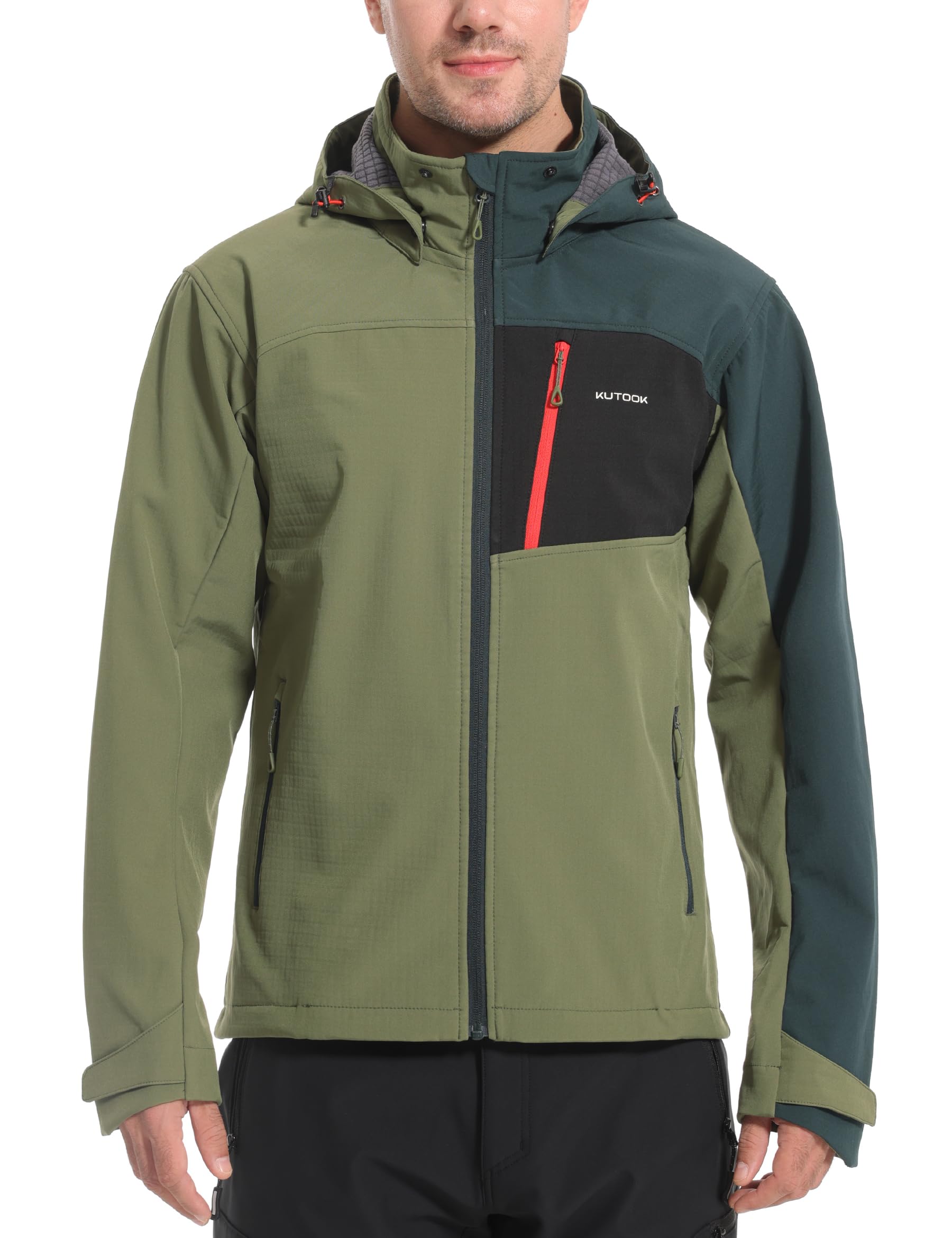 KUTOOK Chaqueta Softshell Hombre Ciclismo Forro Polar Térmica Montaña Senderismo Invierno Impermeable Cortavientos