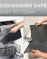 Vista 6 de Tapete de silicona para comida para perros y gatos, impermeable, antideslizante, con borde elevado, tapete para alimentación de mascotas, tapete