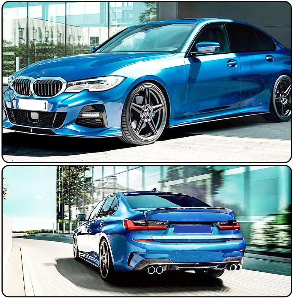 MCARCAR KIT Carbon Look Side Skirts fits for BMW 3 Series G20 M Sport Sedan 2020-2023 320i 330i M340i M-Tech ABS Under Door Rocker Panels Valance Extension Lip Factory Outlet(204CM)