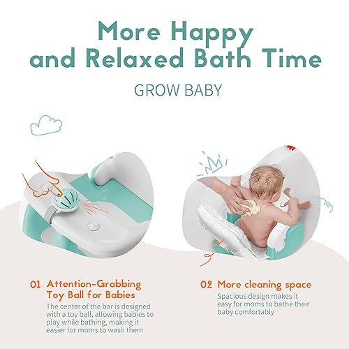 Miniatura 6 de BabyBond Soporte de Baño para Bebé con 2 Modos de Sentarse y Acostarse, Ajuste de 3 Velocidades, Potentes Ventosas, Silla de Bañera para Bebés con