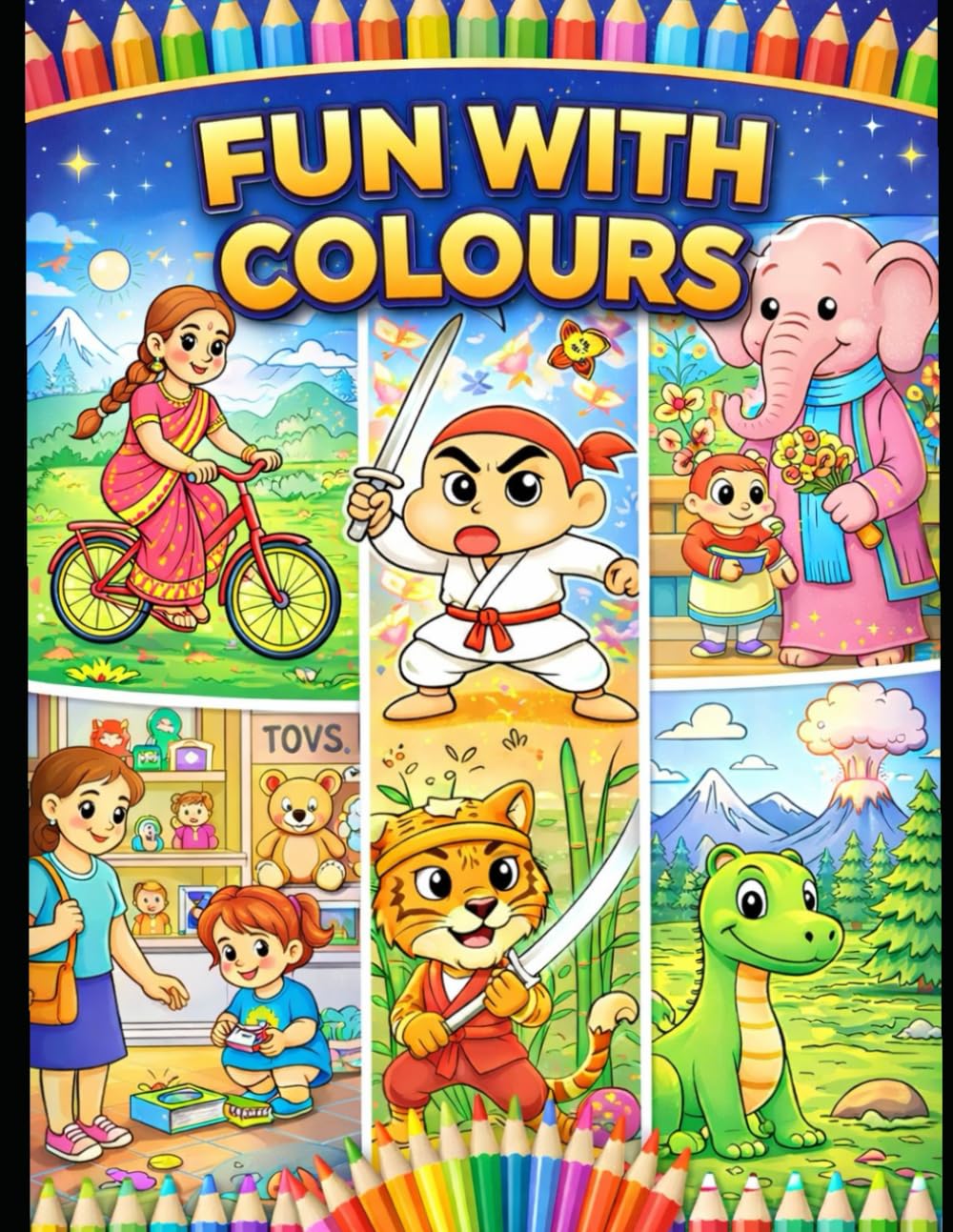 Fun With Colours : Colouring Book for age +4.